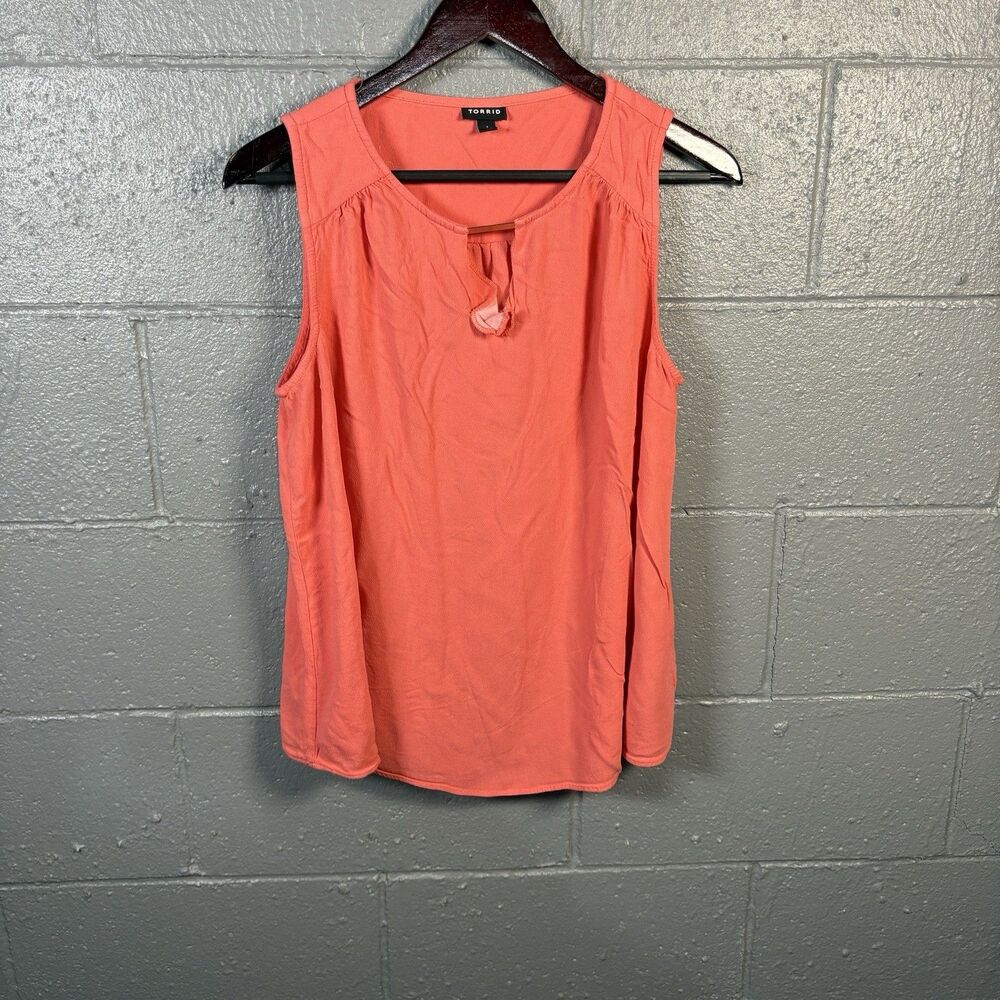 Torrid Tank Top Womens 1 Coral Sleeveless Keyhole Blouse Casual Summer